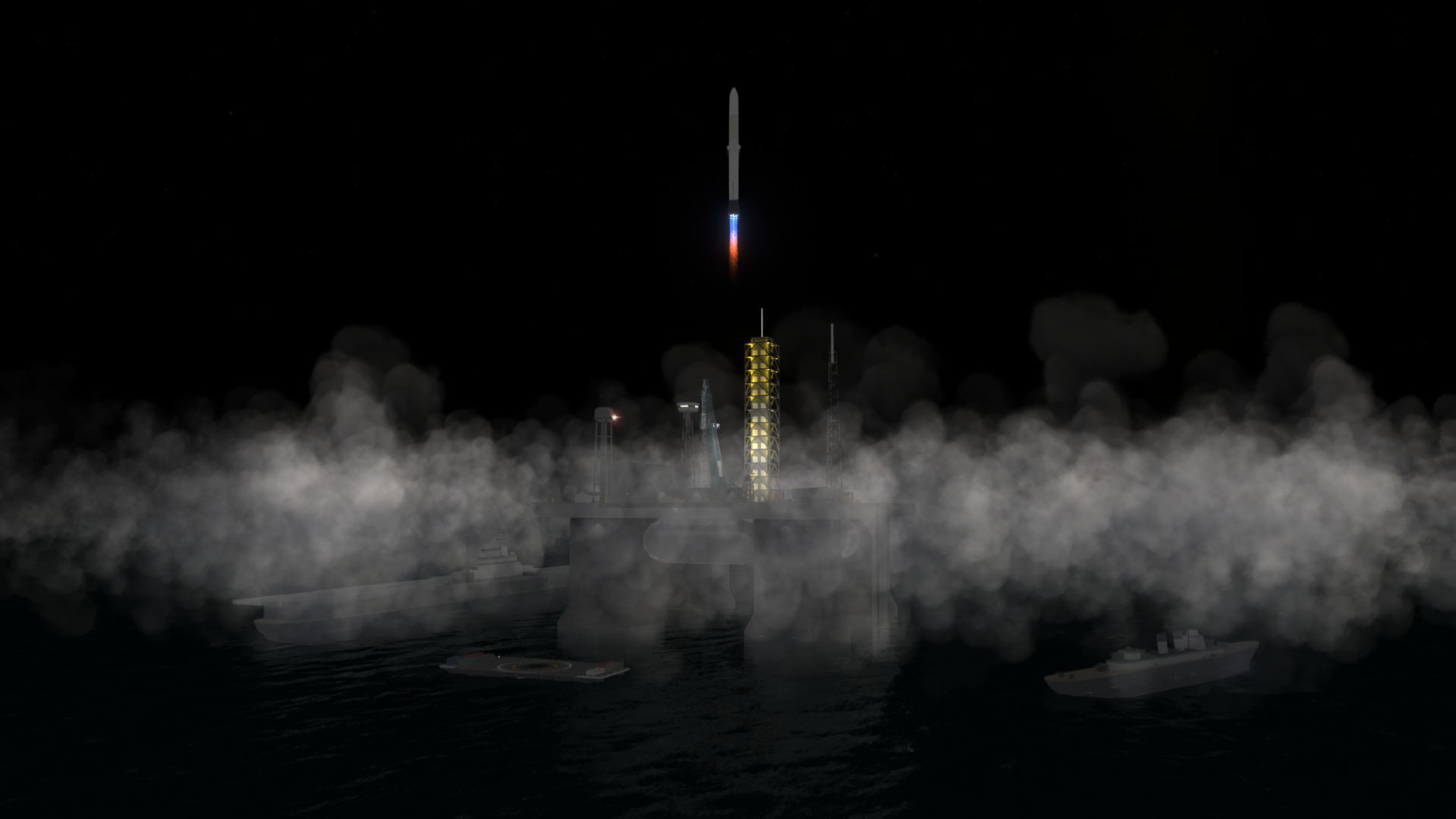 Daphnis standing on an ocean platform under a bright sky.