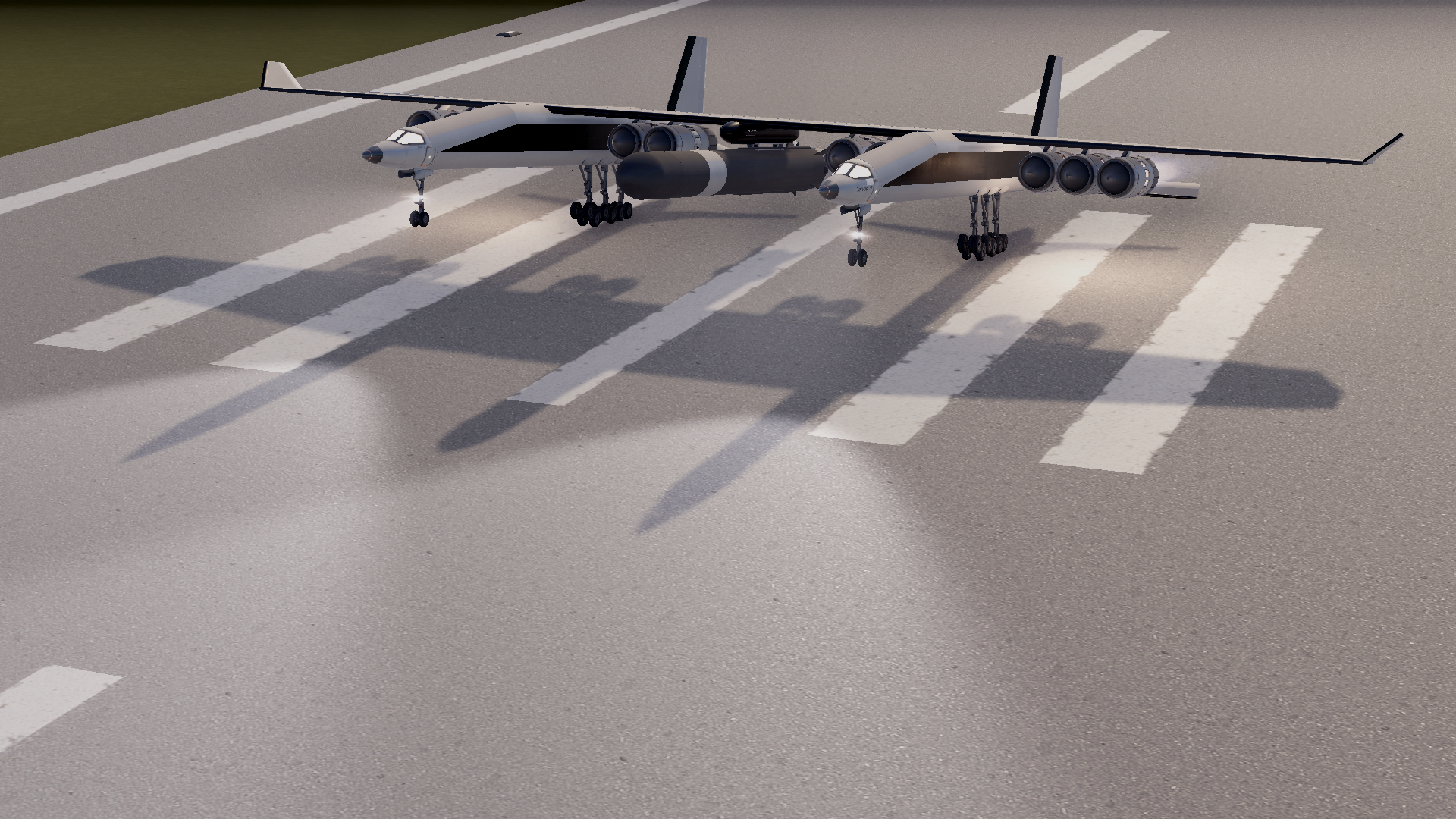 Hyperion carrying its central launch vehicle high above the coastline.